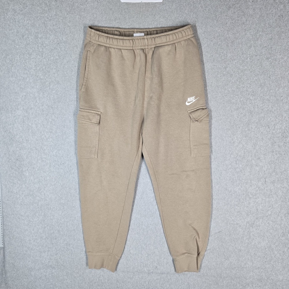 Nike Men Pants M Tan Sweatpants Fleece CD3129-247 Cargo Jogger Logo 25" Inseam